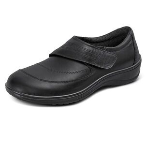 Orthofeet Black Comfort Loafers Hook and Loop closure Size 8 Wide